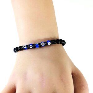 Classic Multi Onyx Beaded Eye Adjustable Bracelet